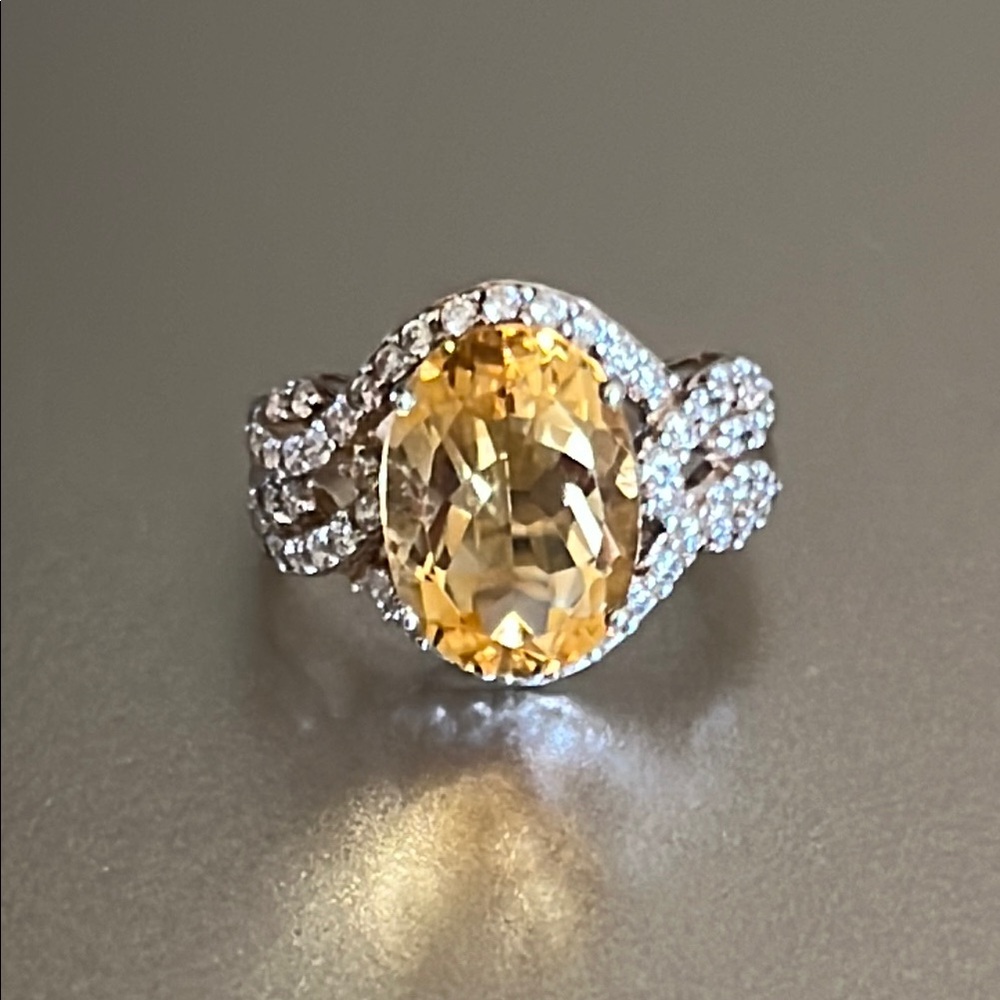 Citrine Sterling CZ Ring Size 8